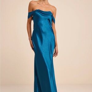 NWT Lulu's Strapless Teal Gown
